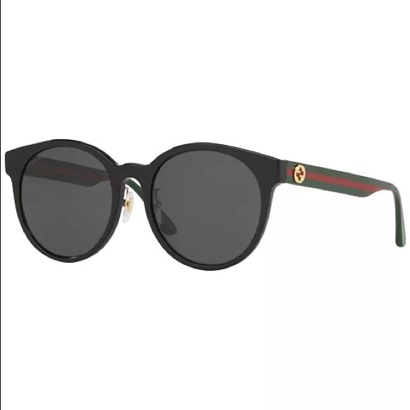 Gucci Pop Webbing Round Shiny Black Sunglasses